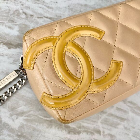 CHANEL CC Cambon line leather pouch Beige/orange - Picture 5 of 15